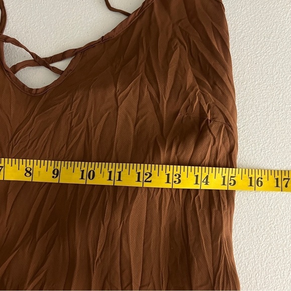 People Like Frank Maxi Dress Women's Medium Brown Strappy Lined Tiered FLAW - Picture 9 of 10